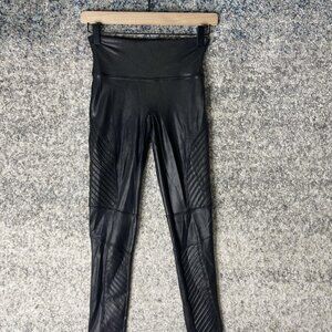 Spanx Faux Leather Moto Leggings Womens Small‎ High Rise Quilted Stretch Pants